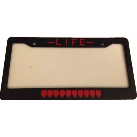 Legend of Zelda Heart Meter - BLACK with Red LICENSE Plate frame - QTY 1 Nintend