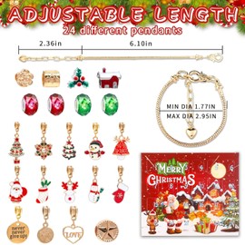 2024 Christmas Advent Calendar Bracelet 24 Days Christmas Countdown Calendar Bracelets Set DIY Jewelry Making Kit Christmas New Year Birthday Gift