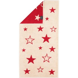 Cawö Home Hand Towels Christmas Edition Stars 792 Natural Red - 32 Hand Towels 50 x 100 cm
