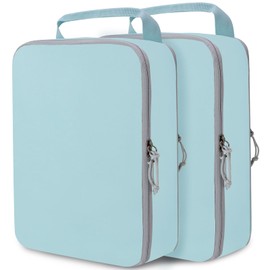 Extra Large Compression Packing Cubes for Travel Essentials, 2 Set Expandable Travel Cubes for Packing Compression Bags Luggage Suitcase Organizer, Blue