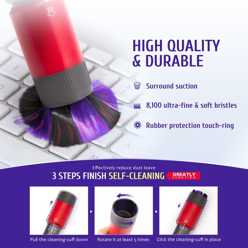 Dusting Brush & Flexible Extension Hose Compatible with Dyson V7/