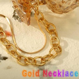 Unicra Chunky Gold Necklace Cuban Link Chain Necklace Choker Necklaces for Women, One size, Metal, No Gemstone