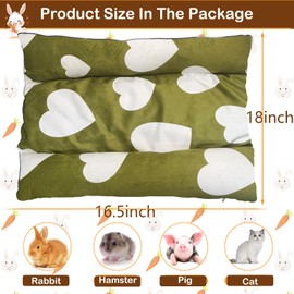 Amremsu 16.5 X 18in Removable and Washable Soft Rabbit Bed, Thickened and Softer Bunny Bed, Double-Sided Plush Rabbit Beds,Rabbits Concave Bed,Small Beds for Animals Indoor,Dark Green