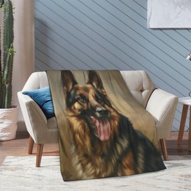 German Shepherd Blanket Gifts for Women Adults Dog Lovers, German Shepherd Themed Throw Blankets, Soft Cozy Lightweight Plush Throws for Living Room Sofa Couch Home Decor 50x60in