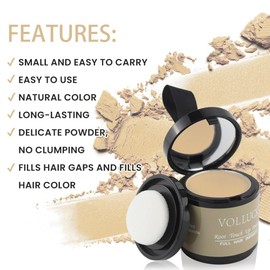 Hairline Powder for Women Men, VOLLUCK Root Touch Up Hair Powder Root Cover Up Hair Color Powder 0.35 Ounce, Hair Shadow Powder Cover Your Root Concealer, Bald Spots, Eyebrows, Medium Blonde
