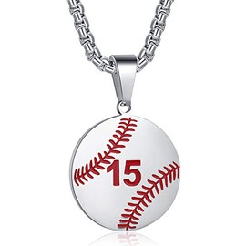 Rehoboth Baseball Athletes Jersey Number 0-99 Cross Pendant Necklace for Boys Girls Women Men 24 Inch (22"+2" Adjustable) Stainless Steel Chain PHILIPPIANS 4:13 on back I CAN DO ALL THINGS, Metal
