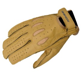 Komine GK-161 Motorcycle Gloves, Vintage Short Leather Gloves, Beige, M, For Spring, Summer, Autumn, Genuine Leather