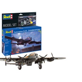 Revell Lancaster B.III DAMBUSTERS Model Kit | Famous RAF Heavy Bomber | Scale Including Rotary Bomb, Glue and Brush