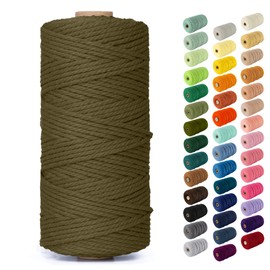 Nook Theory 3mm Macrame Cord 109 Yards - 4mm 5mm Soft Macrame Rope Perfect for Knots - Macrame Supplies for Wall Hangers & Boho Decorations - Cotton Rope - Macrame String (Olive, 3mm)
