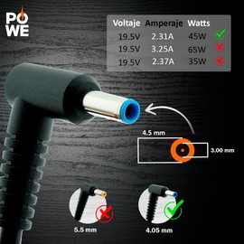 PO WE AC Doctor Inc 19.5V 2.31A 4.5x3.0mm 45W AC Cargadr Adaptador HP 741727-001 740015-002 HSTNN-CA40 7400015-001 740015-003 ADP-45WD B