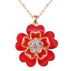 Navachi 18k Gold Plated White Crystal Red Acetate Blooming Flowers