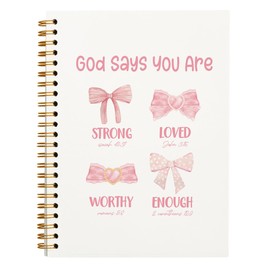 PLKMN Pink Bow Coquette Notebook, God Says You are Christian Notebook Journal for Women, Pink Office Supplies, Bible Journal Notebooks for Note Taking, Bible Journaling Notebook 5.5x8.3 Inch