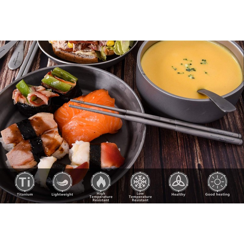 iBasingo Titanium Foldable Chopsticks Camping Travel Retractable Chopsticks Ultralight Reusable
