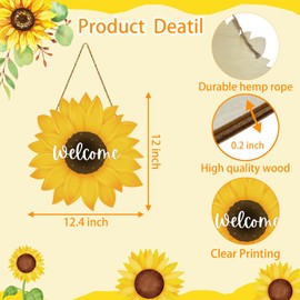 Sunflower Decor Summer Decorations for Home Summer Door Decor Sunflower Wreath Wooden Welcome Sign for Front Door Hanger for Office Wall Indoor Home Decorations