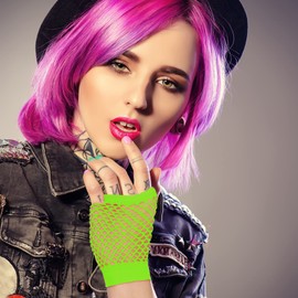 Mabor 12 Pairs Fishnet Gloves Fingerless Neon Gloves for 80s Party Costume Accessories (12 Pairs, Multicolor, 3.5 x 3.2 inches), 12 Colors, One Size, multicoloured