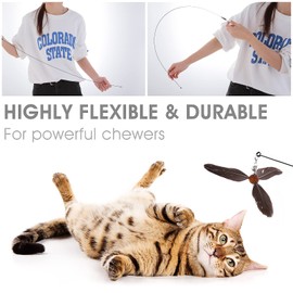 cobee Cat Feather Propeller Wall Toy, Cat Feather Toy Replacement, Replacement Refill Feather Interactive Cat Chaser Toy, Kitten Wall Refills Attachments for Kittens (Black + Grey)