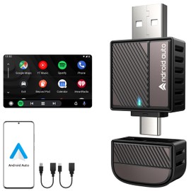 ByteWave Android Auto Wireless Adapter, 2025 NFC Convert Wired to Wireless Auto Car Adapter with 5.8GHz WiFi, Mini Bluetooth Dongle Compatible for Android 12+ and 2016+ Cars, USB-A/C, Brown