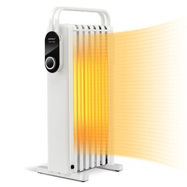 COSTWAY Oil Filled Radiator Heater 1500W, Electric Space Heater with Foldable Hanging Rack, 3 Heat Settings, Dual Safety Protection, Portable Oil Radiant Heater for Indoor Use Home Office (White)