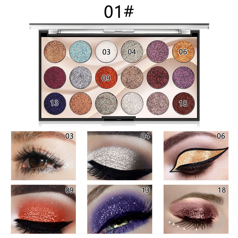 18 Colors Eyeshadow Palette Glitter Eyeshadow Powder Makeup Highlight Eye