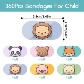 360Pcs Kids Adhesive Bandages Flexible Cartoon Bandages Cute Disposable Breathable Waterproof Bandage for Girls Boys Toddlers