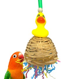 Bonka Bird Toys 3563 Dress Rubber Duck Small Medium Bird Toy Treat Basket Foraging Paper Chew Shred Cockatiel Parakeet Conures and Other Similar Birds