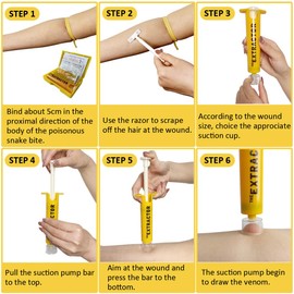 Snake Bite Kit for Humans, Bee Sting Kit, Venom Extractor Suction Pump Tool, Bite and Sting First Aid for Hiking, Safety Fast Emergency for Hiking Backpacking and Camping