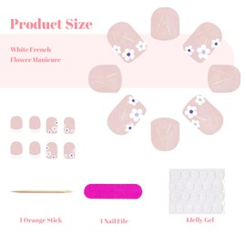 CharmBurst 24 Piece Stick-On Nails Set, Press On Nails, French Tips, Artificial Nails in Various Sizes, Includes Nail Glue, Gentle and Durable