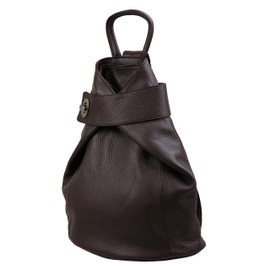 SH Leder Pamela G2517 Lightweight Genuine Leather Women's Backpack City Backpack Daypack in Grained Cowhide Leather 29 x 34 cm, dark brown