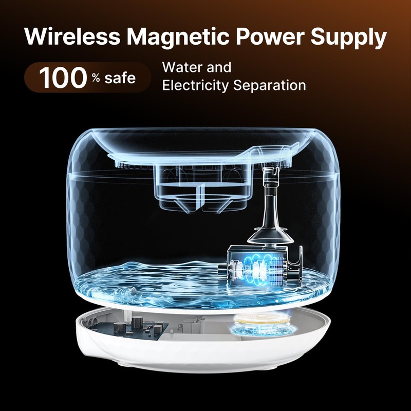 Petsuper Red Dot Award Wireless Cat Water Fountain 1.8L/60oz, 145°