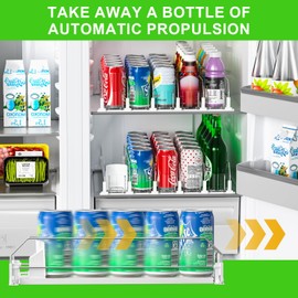 KUUKIKV Drink Organizer for Fridge, Upgraded Soda Can Dispenser for Refrigerator, Automatic Pusher Glide and Adjustable Width Can Organizer for Refrigerator - Holds up to 25 Cans (5 Rows White)