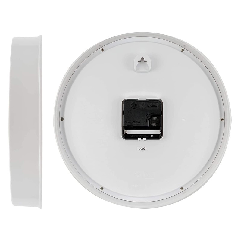 CASIO Wall Clock, White, Analog, Standard, Step Second Hand, Simple