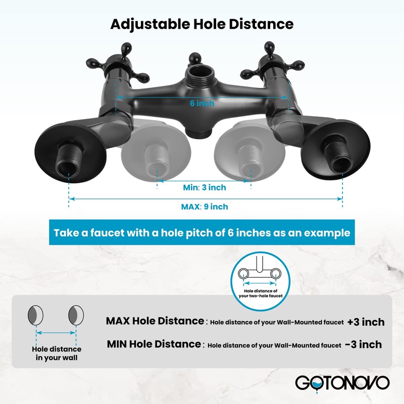 gotonovo Clawfoot Tub Adapter 3-3/8 Inch Adjustable Swing Arms for