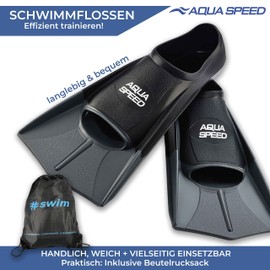 Aqua Speed Short Flippers For Adults And Children, High Tech Soft Training Flippers, Lightweight Short Flippers For Swimming Training, grey, 37/38