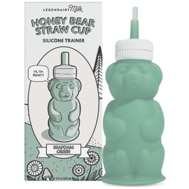 Legendairy Milk Honey Bear Straw Cup Silicone for Babies (Green), 8 oz. Dishwasher Safe, Food Grade Silicone, Honeybear Sippy Cup for Ages 4+ Months