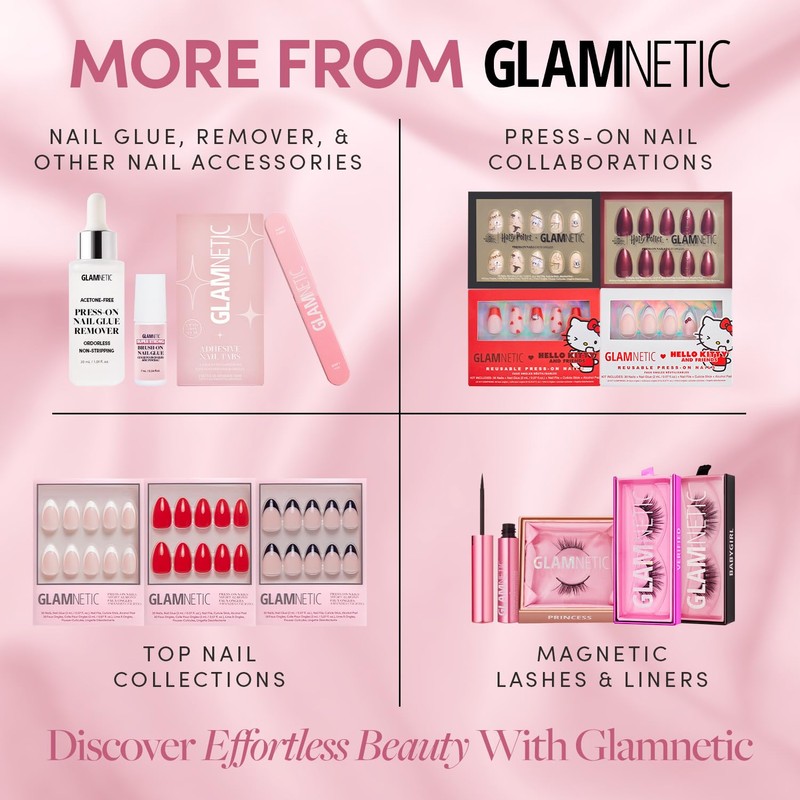 Glamnetic Press On Nails - Raspberry Sorbet | Semi-Transparent Dark