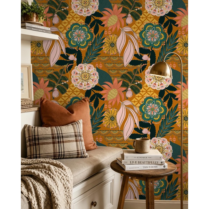 Wallpaper Peel and Stick Renter Friendly Textured Wallpaper Boho