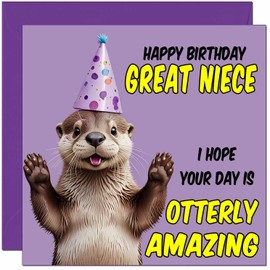 Great Niece Birthday Card - Otterly Amazing - Funny Otter Birthday Card for Great Niece