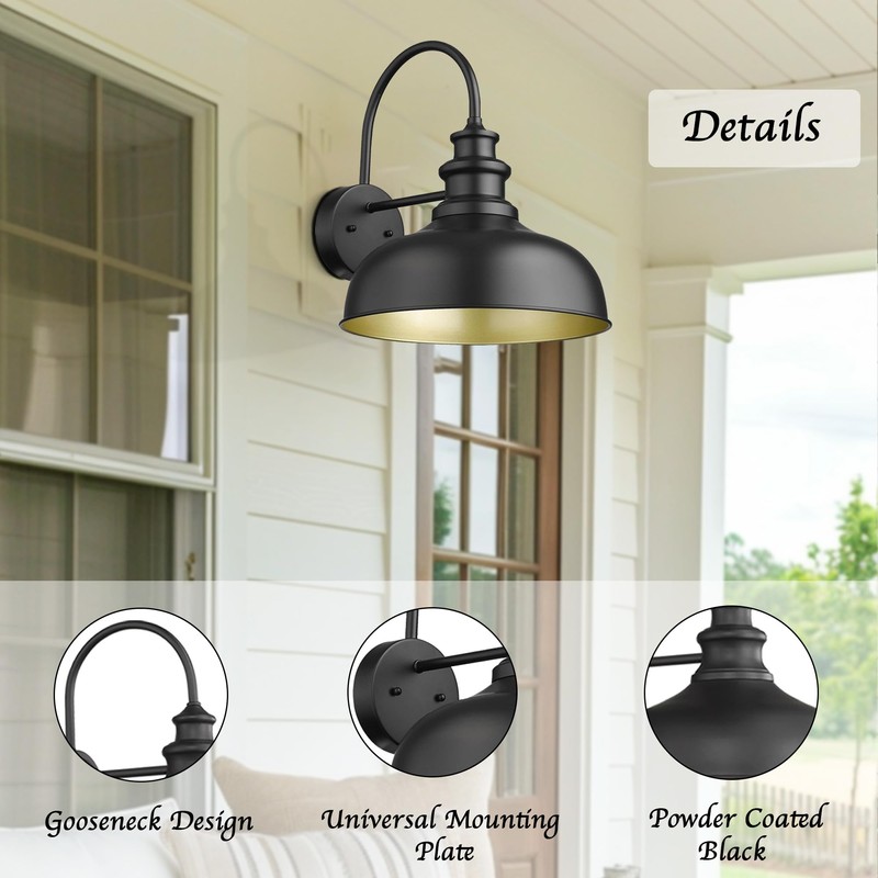 Bestshared 14" Gooseneck Barn Light Farmhouse Wall Mount Light Fixture