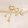 Gold Huggie Hoop Earrings Set with Crystal Moon and Star