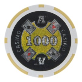 Brybelly Ace Casino Poker Chip Heavyweight 14-Gram Clay Composite – Pack of 50 ($1000 Yellow)