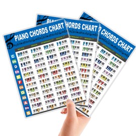 WEIBANG 3Pcs Piano Chords Poster,Laminated Piano Chord Chart,Piano Chord Chart Reference Guide and Circle of Fifths Wheel for Musical Instrument Beginner Gift-Waterproof, Oil Resistant