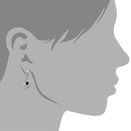 SilberDream SDO580S Silver Double Ring Black Zirconia Earrings, Sterling Silver Cubic Zirconia