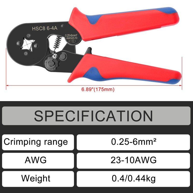 Heschen Crimper Plier, HSC8 6-4A, Mini Self-adjustable Crimping Tools, Use