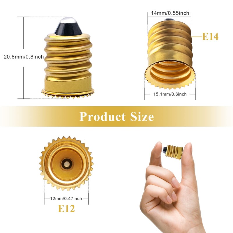 DiCUNO E14 to E12 Adapter, European to Candelabra Base Light