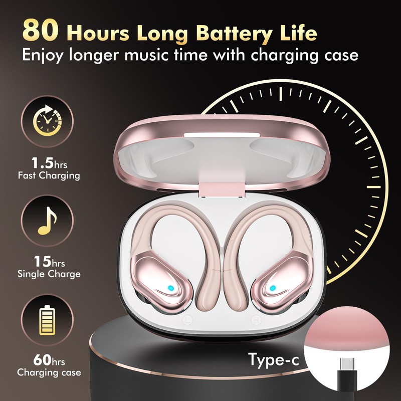 Rose Gold Bluetooth Wireless Earbuds, 2025 Latest Bluetooth Earphones, Bluetooth