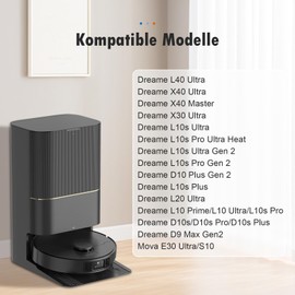 Alloytool 2 St??ck Hauptb??rste Zubeh?r f??r Dreame X40 Ultra / L10s Ultra / L40 Ultra / L10s Ultra Gen 2 / L10s Pro Ultra Heat / D10 Plus Gen 2 Saugroboter, Gummi B??rste Ersatzteile