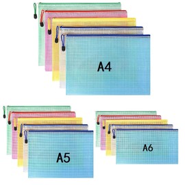 15 Stück Dokumententasche mit Reißverschluss A4+A5+A6, Zipper Beutel Wasserdichter Dokumentenbeutel 5 Farben