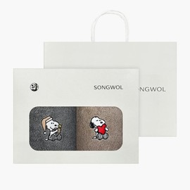 Songwol Snoopy Mellow Simple Plain 2-Piece Gift Set  / 송월 스누피 멜로우 심플무지 2매 선물세트