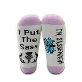 G2TUP Sassenach Dragonfly Thistle Gaelic Socks I Put The Sass in Sassenach (Dragonfly Thistle Gaelic Socks, Mid Calf)
