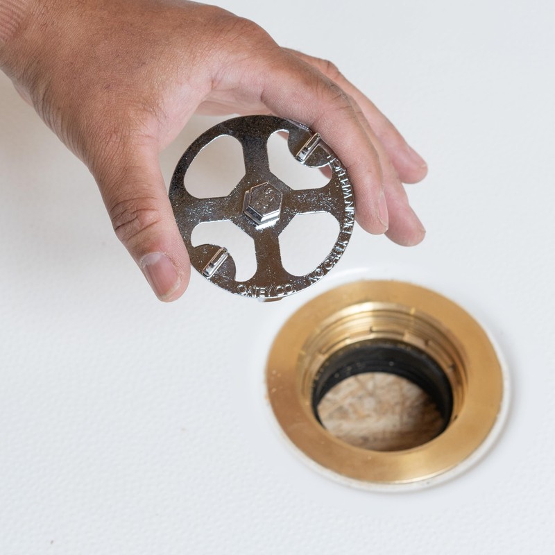 Oatey 42239 Brass and Plastic No-Calk Shower Drain Wrench, Stainless